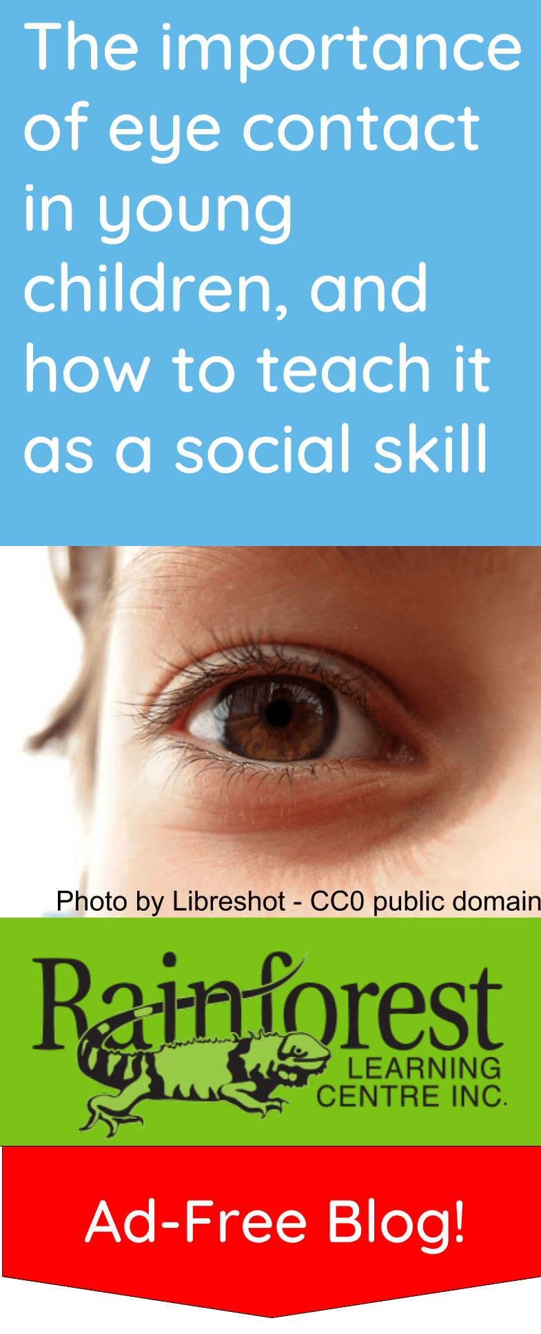 The importance of eye contact in young children, and how to teach it as a social skill - pinterest image