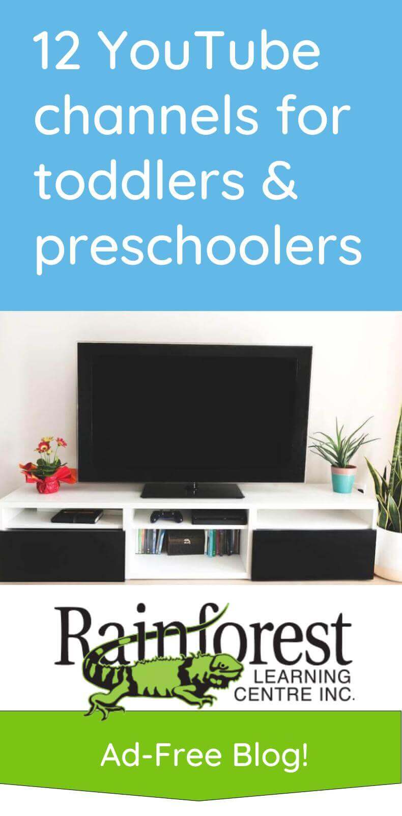 12 YouTube channels for toddlers and preschoolers article - pinterest image